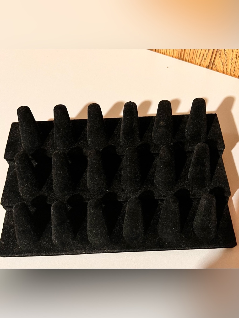 Black Velvet Ring Display Holder - 18 Slots